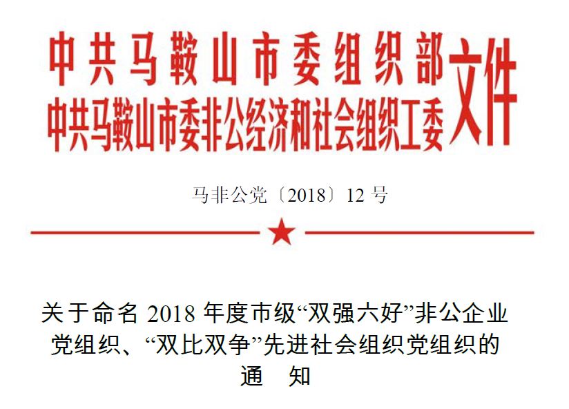 马鞍山南大研究院党支部荣获市级“双强六好”非公企业党组织称号